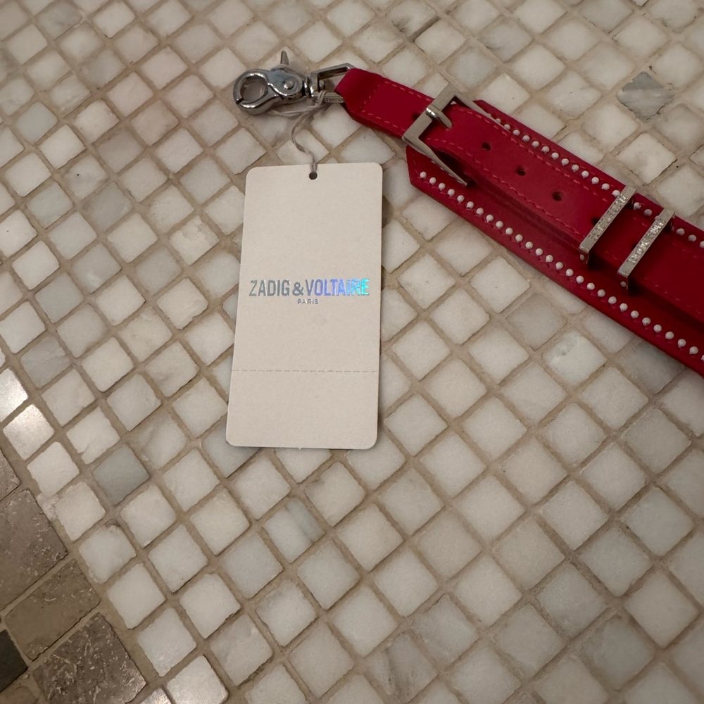 Zadig & Voltaire Studded Crimson Leather Belt